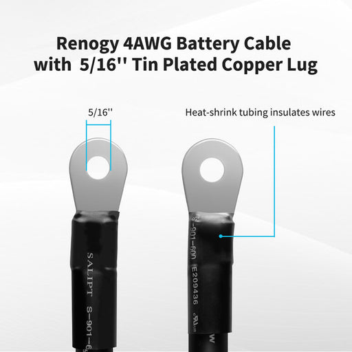 Buy Renogy Copper Battery Interconnect Cable for 5/16 in Lugs (4AWG And 16 IN.)