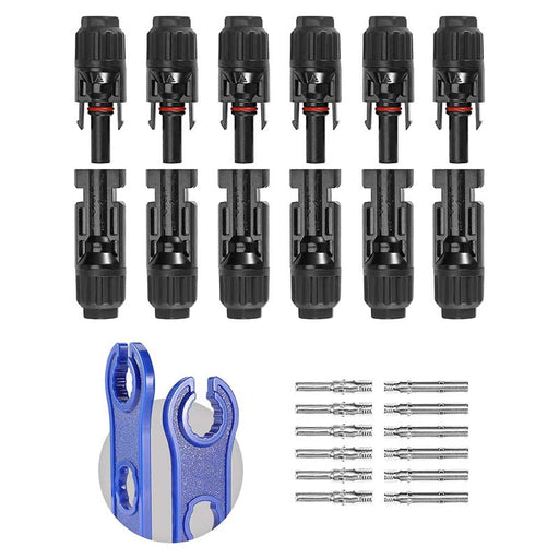 Buy BougeRV 12 PCS Solar Connectors with Spanners 6 Pairs Male/Female | IRV014-B021 (10AWG)