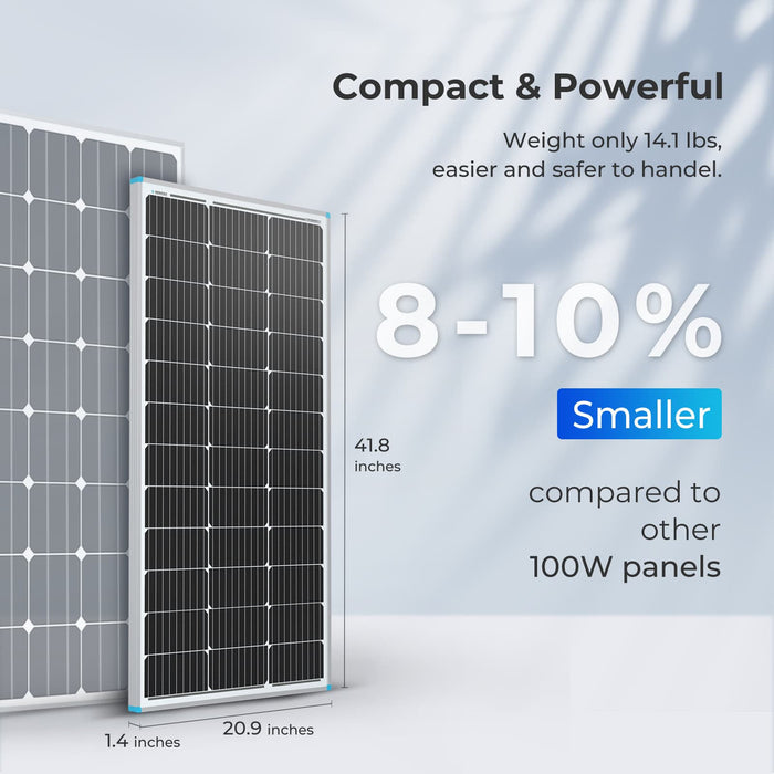 Shop Renogy 100 Watt 12 Volt Monocrystalline Solar Panel (Compact Design) Online