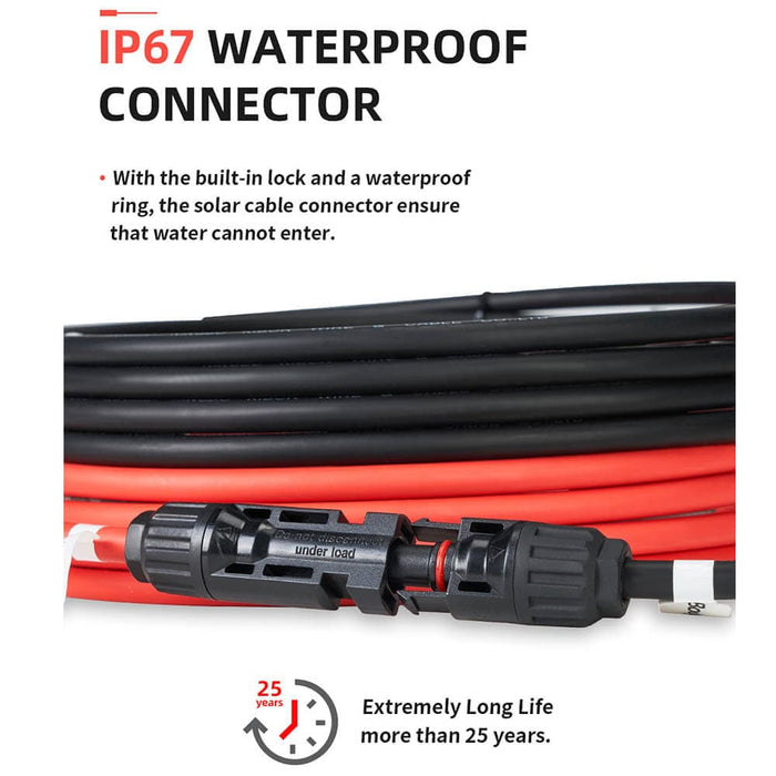 Buy BougeRV Solar Extension Cable with Extra Free Connectors (20FT 10AWG)