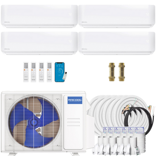 Buy MRCOOL DIY 4th Gen 4-Zone Mini Split Bundle: 36K BTU Ductless Air Conditioner & Heat Pump with 36K (9K + 9K + 9K + 9K) Wall Air Handlers, 217 ft. Total Lineset (16 + 16 + 35 + 50 + 50 + 50), Couplers and Install Kit | DIYM436HPW00C168