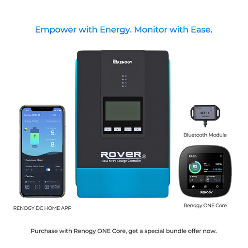 Purchase Renogy Rover 100 Amp MPPT Solar Charge Controller & BT-1 & Renogy ONE Core