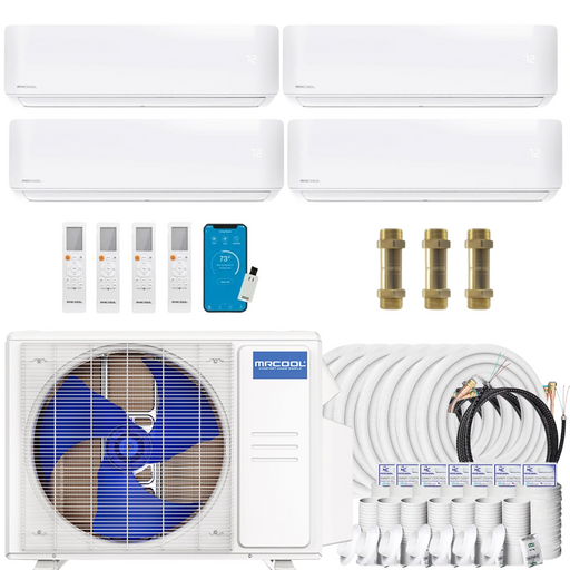 Buy MRCOOL DIY 4th Gen 4-Zone Mini Split Bundle: 36K BTU Ductless Air Conditioner & Heat Pump with 36K (9K + 9K + 9K + 9K) Wall Air Handlers, 214 ft. Total Lineset (16 + 16 + 16 + 16 + 50 + 50 + 50), Couplers and Install Kit | DIYM436HPW00C80