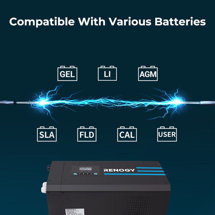 Buy Renogy 2000W 12V Pure Sine Wave Inverter Charger w/ LCD Display (w/ 2 x 100Ah Smart Lithium Battery)