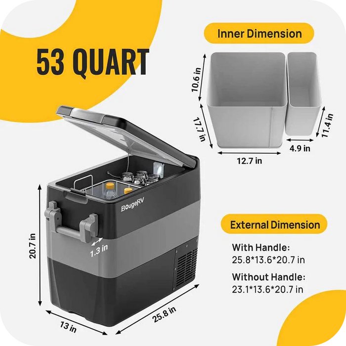 BougeRV 12V 53 Quart (50L) Portable Fridge/Freezer | A3001-00702 Product Image