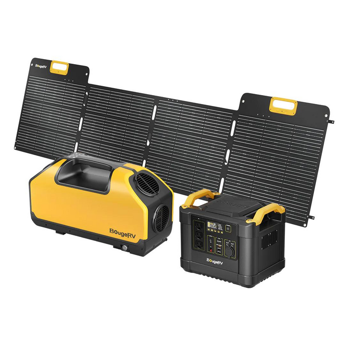 Buy BougeRV FORT 1000 1120Wh / 1200W LiFePO4 Portable Solar Generator Kit w/Portable Air Conditioner