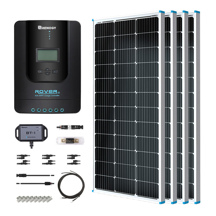 Buy Renogy 400W 12V General Off-Grid Solar Kit W/ 4*100W Rigid Panels (Customizable) (Wanderer Li 30A PWM W/ LCD & BT1 Module And 2*12V 100Ah Self-Heating LiFePO4 Battery W/ BT2 Module)