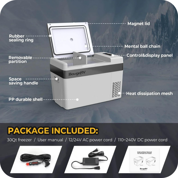 BougeRV FORT 1000 1120Wh / 1200W LiFePO4 Portable Solar Generator Kit w/30 Quart Portable Fridge Further Detail