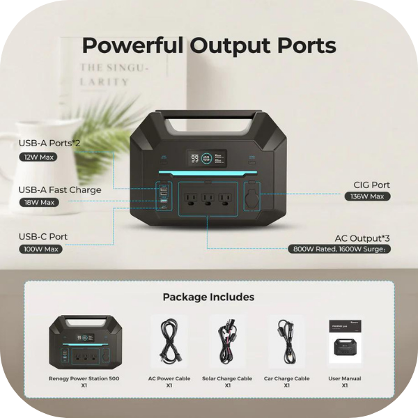 Renogy 500Wh / 800W Portable Power Station / Solar Generator Bundle Available Now