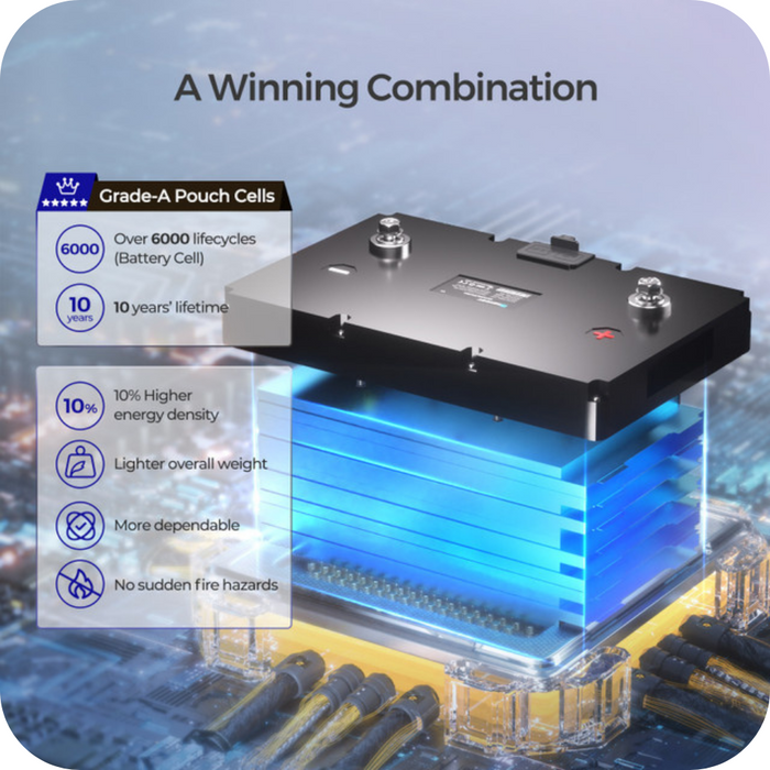 Renogy 12V 100Ah Smart Lithium Iron Phosphate (LiFePO4) Battery w/ Self-Heating Function Highlights