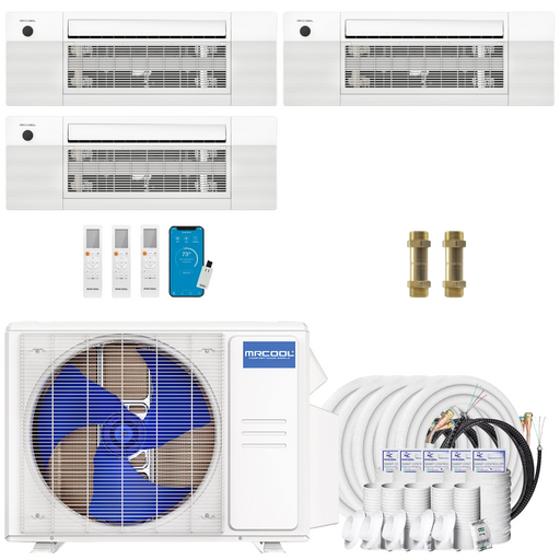 Buy MRCOOL DIY 4th Gen 3-Zone Mini Split Bundle: 36K BTU Ductless Air Conditioner & Heat Pump with 27K (9K + 9K + 9K) Ceiling Air Handlers, 167 ft. Total Lineset (16 + 16 + 35 + 50 + 50), Couplers and Install Kit | DIYM336HPC00C61