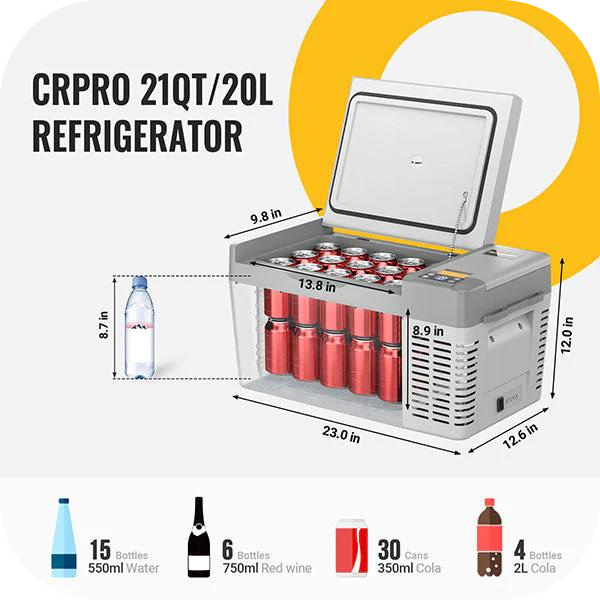 Explore BougeRV CRPRO20 21 Quart 12V Portable Car Fridge Freezer White (Power Station Bundle Option Included) | E0401-02003 Features