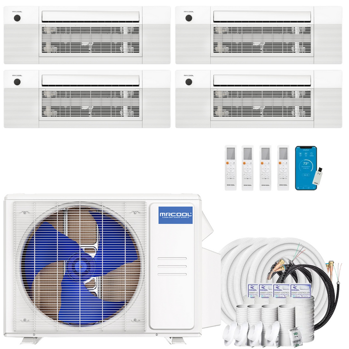 Buy MRCOOL DIY 4th Gen 4-Zone Mini Split Bundle: 36K BTU Ductless Air Conditioner & Heat Pump with 36K (9K + 9K + 9K + 9K) Ceiling Air Handlers, 136 ft. Total Lineset (16 + 35 + 35 + 50), and Install Kit | DIYM436HPC00C51