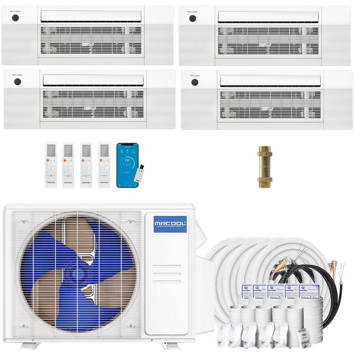 Buy MRCOOL DIY 4th Gen 4-Zone Mini Split Bundle: 36K BTU Ductless Air Conditioner & Heat Pump with 36K (9K + 9K + 9K + 9K) Ceiling Air Handlers, 201 ft. Total Lineset (16 + 35 + 50 + 50 + 50), Coupler and Install Kit | DIYM436HPC00C166