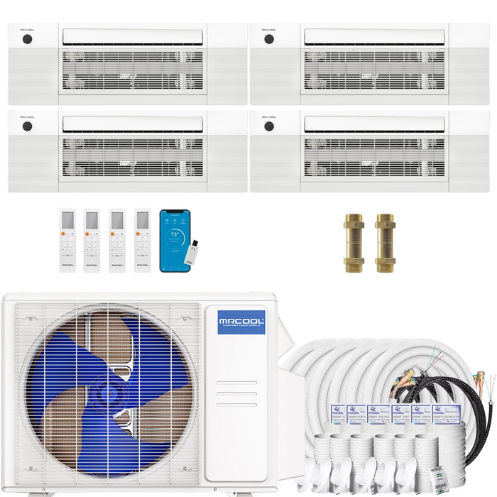 Buy MRCOOL DIY 4th Gen 4-Zone Mini Split Bundle: 36K BTU Ductless Air Conditioner & Heat Pump with 36K (9K + 9K + 9K + 9K) Ceiling Air Handlers, 220 ft. Total Lineset (25 + 25 + 35 + 35 + 50 + 50), Couplers and Install Kit | DIYM436HPC00C154