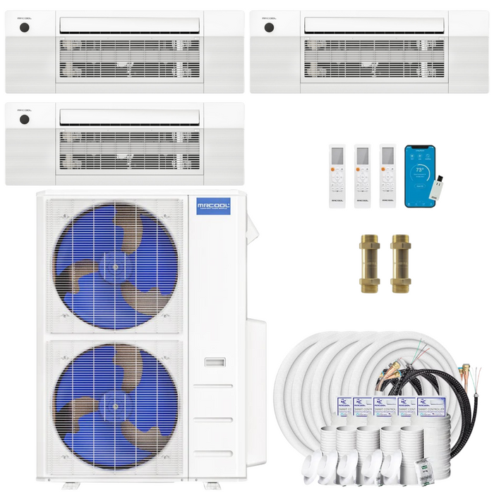 Buy MRCOOL DIY 4th Gen 3-Zone Mini Split Bundle: 48K BTU Ductless Air Conditioner & Heat Pump with 54K (18K + 18K + 18K) Ceiling Air Handlers, 176 ft. Total Lineset (16 + 25 + 35 + 50 + 50), Couplers and Install Kit | DIYM348HPC02C62