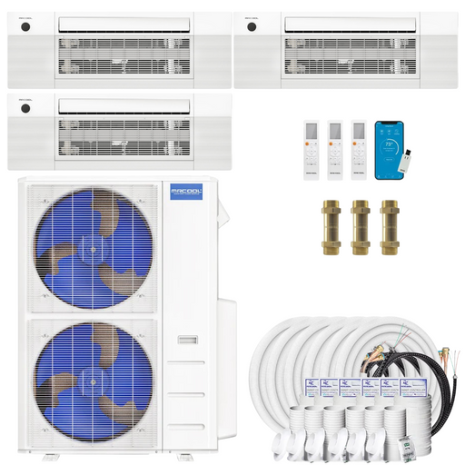 Buy MRCOOL DIY 4th Gen 3-Zone Mini Split Bundle: 48K BTU Ductless Air Conditioner & Heat Pump with 54K (18K + 18K + 18K) Ceiling Air Handlers, 198 ft. Total Lineset (16 + 16 + 16 + 50 + 50 + 50), Couplers and Install Kit | DIYM348HPC02C80