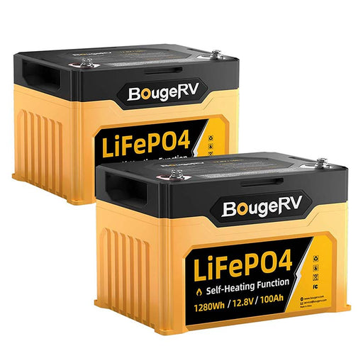 Buy BougeRV 12V 1280Wh/100Ah Self-Heating LiFePO4 Battery | ISE144 (2 Packs)