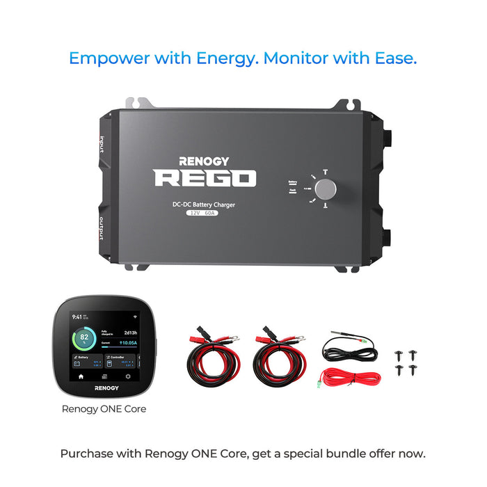 Buy Renogy REGO 12V 60A DC-DC Battery Charger (w/10FT 6AWG Cable & Renogy ONE Core)