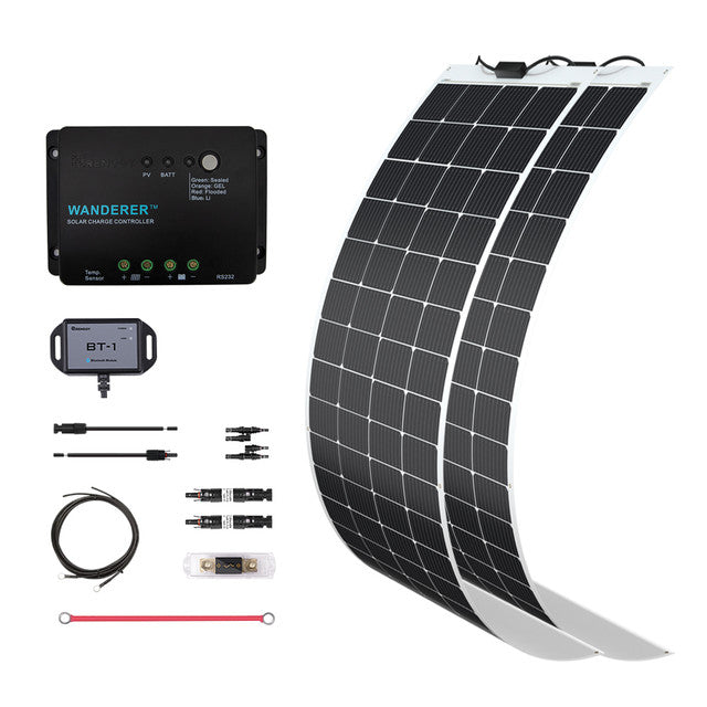 Buy Renogy 400W 12V General Off-Grid Solar Kit W/ 2*200W Flexible Panels (Customizable) (Wanderer Li 30A PWM W/ LCD & BT1 Module And 2*12V 100Ah Self-Heating LiFePO4 Battery W/ BT2 Module)