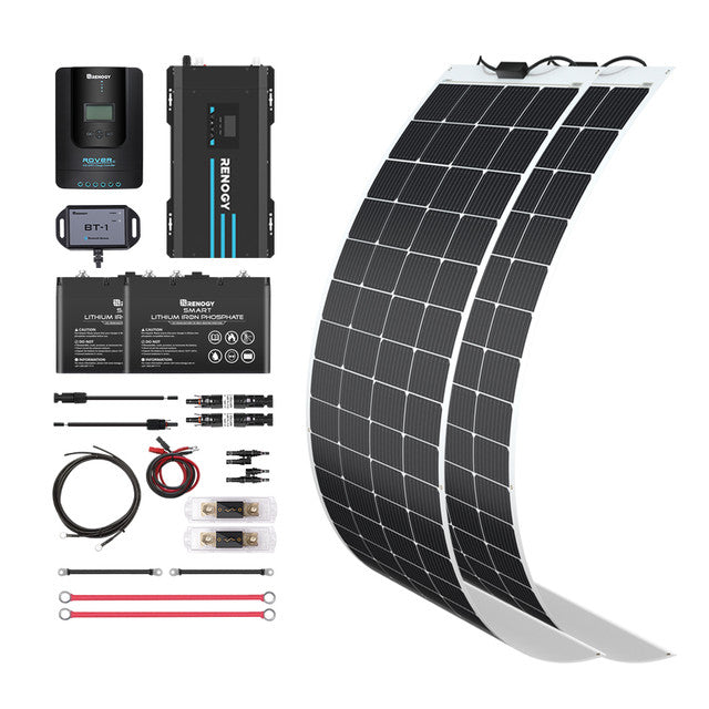 Buy Renogy 400W 12V General Off-Grid Solar Kit W/ 2*200W Flexible Panels (Customizable) (Rover 40A MPPT W/ LCD & BT1 Module And 2*12V 100Ah Self-Heating LiFePO4 Battery W/ BT2 Module)