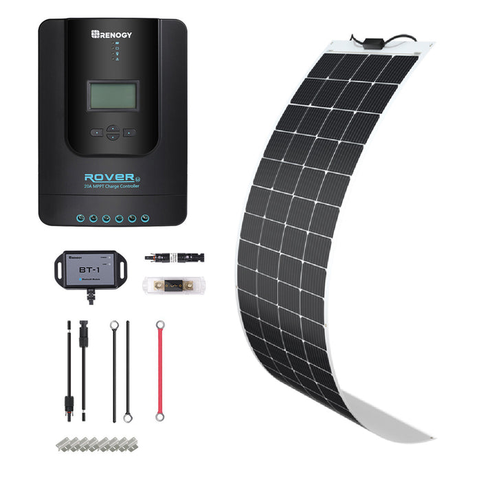 Buy Renogy 200W 12V General Off-Grid Solar Kit W/ 1*200W Flexible Panels (Customizable) (Voyager 20A PWM Waterproof Charge Controller, 2*12V 100Ah Self-Heating LiFePO4 Battery W/ BT2 Module And 1000W 12V Pure Sine Wave Inverter)