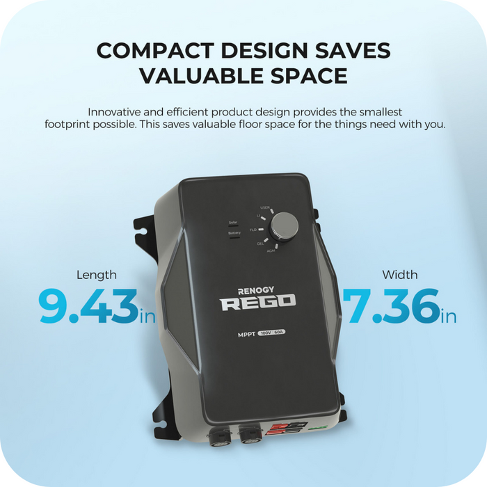Renogy REGO 12V 60A MPPT Solar Charge Controller w/ Renogy ONE Details