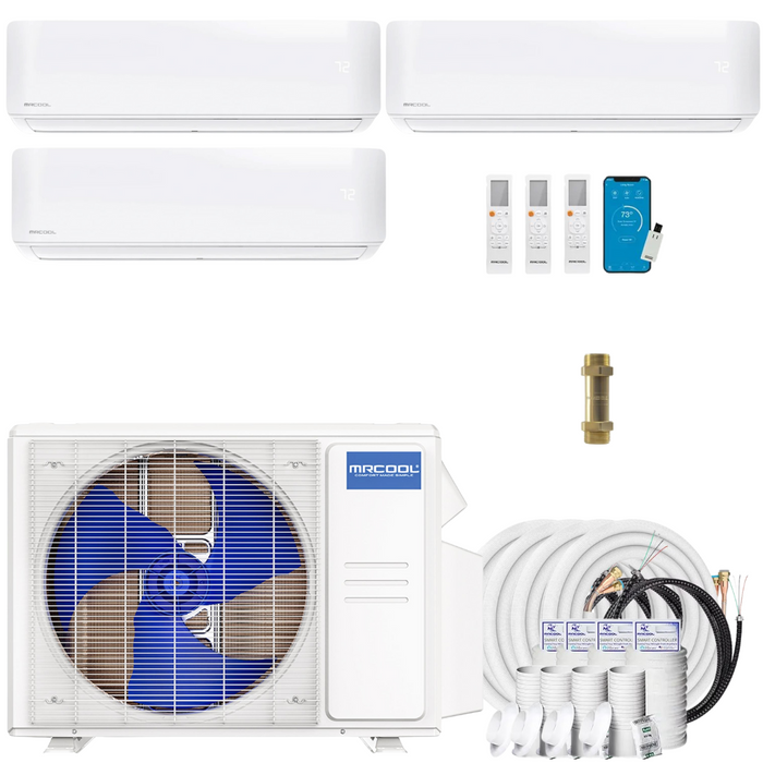 Buy MRCOOL DIY 4th Gen 3-Zone Mini Split Bundle: 36K BTU Ductless Air Conditioner & Heat Pump with 39K (9K + 12K + 18K) Wall Air Handlers, 98 ft. Total Lineset (16 + 16 + 16 + 50), Coupler and Install Kit | DIYM336HPW05C05