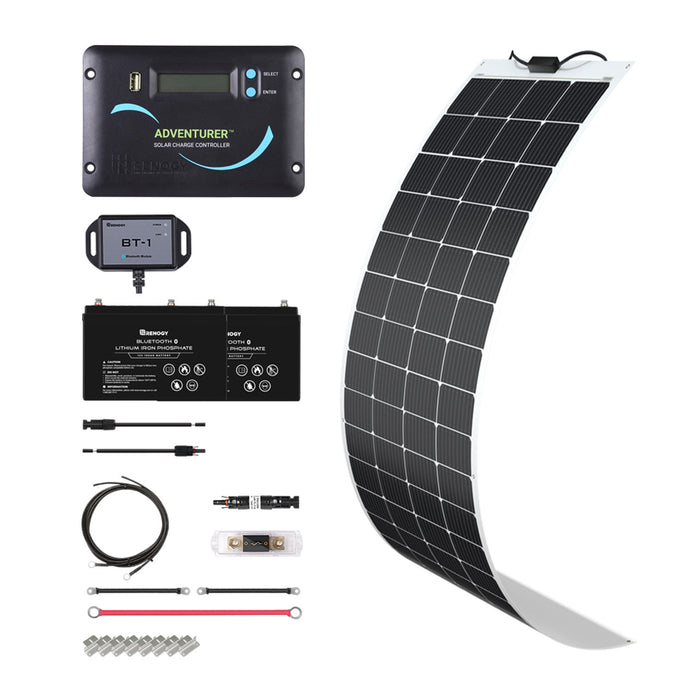 Buy Renogy 200W 12V General Off-Grid Solar Kit W/ 1*200W Flexible Panels (Customizable) (Adventurer Li-30A PWM W/LCD & BT1 Module And 2*12V 100Ah LiFePO4 Battery W/ Built-In Bluetooth)