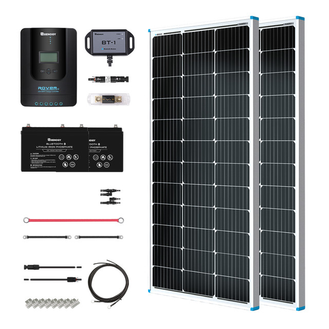 Buy Renogy 200W 12V General Off-Grid Solar Kit W/ 2*100W Rigid Panels (Customizable) (Rover 20A MPPT W/ LCD & BT1 Module)