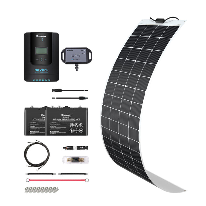 Buy Renogy 200W 12V General Off-Grid Solar Kit W/ 1*200W Flexible Panels (Customizable) (Rover 20A MPPT W/ LCD & BT1 Module And 2*12V 100Ah LiFePO4 Battery W/ Built-In Bluetooth)