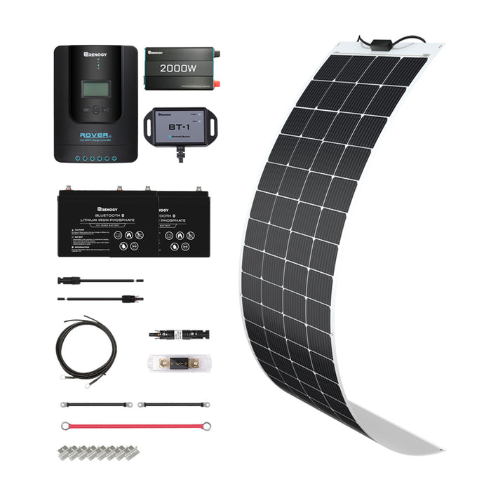 Buy Renogy 200W 12V General Off-Grid Solar Kit W/ 1*200W Flexible Panels (Customizable) (Rover 20A MPPT W/ LCD & BT1 Module)