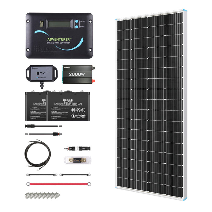 Buy Renogy 200W 12V General Off-Grid Solar Kit W/ 1*200W Rigid Panels (Customizable) (Rover 20A MPPT W/ LCD & BT1 Module And 2*12V 100Ah LiFePO4 Battery W/ Built-In Bluetooth)