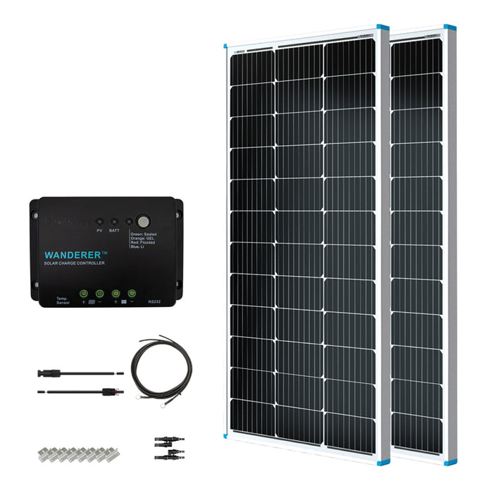 Buy Renogy 200W 12V General Off-Grid Solar Kit W/ 2*100W Rigid Panels (Customizable) (Wanderer Li 30A PWM W/LCD & BT1 Module, 2*12V 100Ah Self-Heating LiFePO4 Battery W/ BT2 Module And 1000W 12V Pure Sine Wave Inverter)