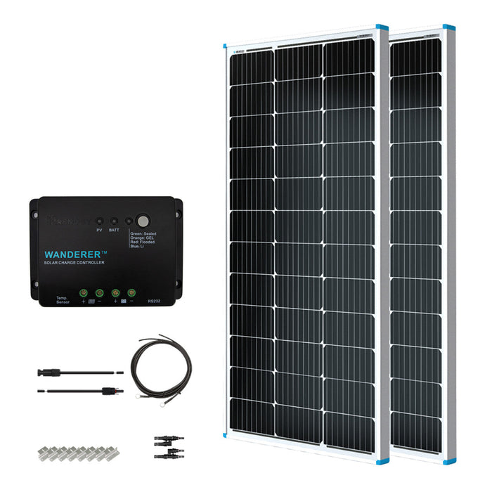 Buy Renogy 200W 12V General Off-Grid Solar Kit W/ 1*200W Rigid Panels (Customizable) (Wanderer Li 30A PWM W/LCD & BT1 Module, 2*12V 100Ah Self-Heating LiFePO4 Battery W/ BT2 Module And 1000W 12V Pure Sine Wave Inverter)