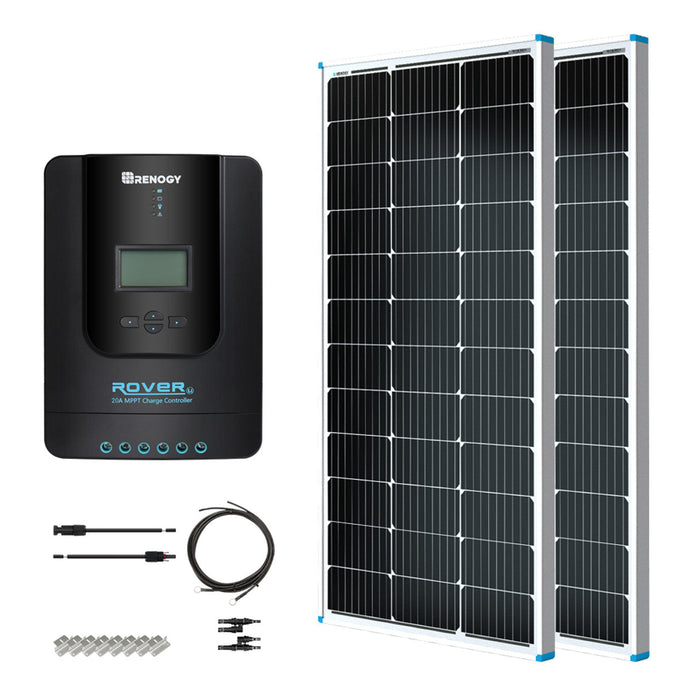 Buy Renogy 200W 12V General Off-Grid Solar Kit W/ 1*200W Rigid Panels (Customizable) (Adventurer Li-30A PWM W/LCD & BT1 Module And 2*12V 100Ah LiFePO4 Battery W/ Built-In Bluetooth)