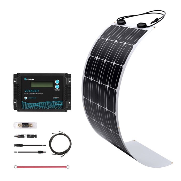 Buy Renogy 100W 12V General Off-Grid Solar Kit W/ 1*100W Flexible Panels (Customizable) (Voyager 10A PWM Waterproof Charge Controller And 12V 100Ah Self-Heating LiFePO4 Battery W/ BT2 Module)