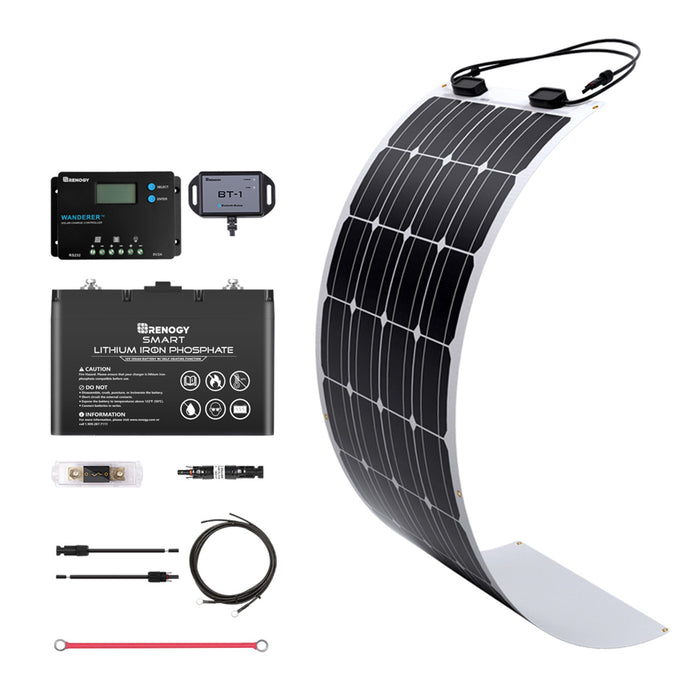 Buy Renogy 100W 12V General Off-Grid Solar Kit W/ 1*100W Flexible Panels (Customizable) (Voyager 10A PWM Waterproof Charge Controller And 12V 100Ah LiFePO4 Battery W/ Built-In Bluetooth)