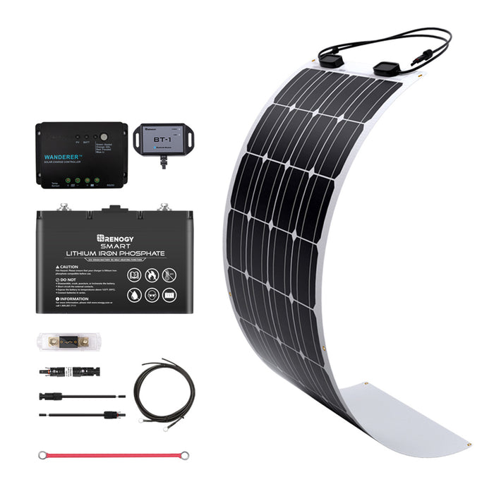 Buy Renogy 100W 12V General Off-Grid Solar Kit W/ 1*100W Flexible Panels (Customizable) (Rover 20A MPPT W/ LCD & BT1 Module)