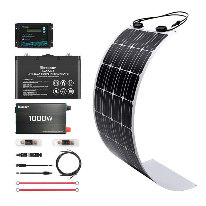 Buy Renogy 100W 12V General Off-Grid Solar Kit W/ 1*100W Flexible Panels (Customizable) (Wanderer LI 30A PWM W/ LCD & BT1 Module And 12V 100Ah LiFePO4 Battery W/ Built-In Bluetooth)