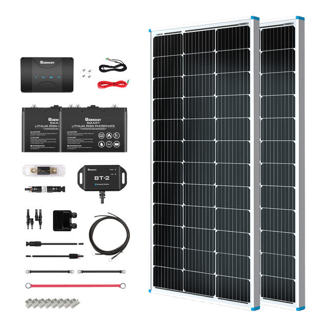 Buy Renogy 200W 12V Solar RV Kit (Customizable) (1*200W 12V Rigid Solar Panel, 2*12V 100Ah LiFePO4 Battery W/ Bulit-in Bluetooth And 1000W 12V Pure Sine Wave Inverter)
