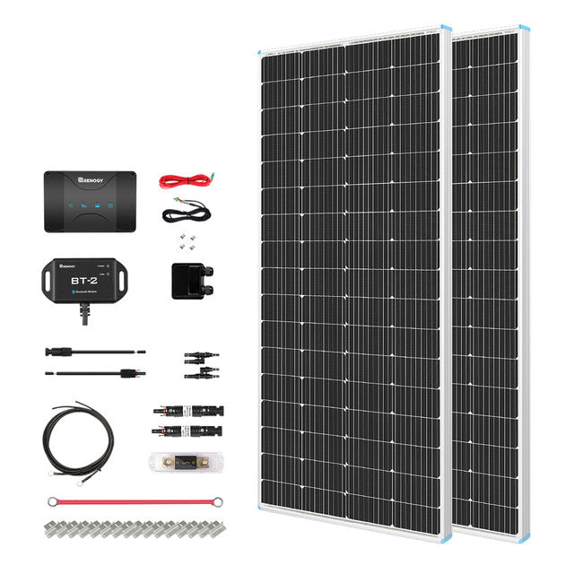 Buy Renogy 400W 12V Solar RV Kit (Customizable) (4*100 12V Semi-Flexible Solar Panel (Black Division), 2*12V 100Ah Self-Heating LiFePO4 Battery W/ BT2 Module And 2000W 12V Pure Sine Wave Inverter Charger)