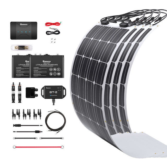 Buy Renogy 400W 12V Solar RV Kit (Customizable) (4*100 12V Flexible Solar Panel, 2*12V 100Ah Self-Heating LiFePO4 Battery W/ BT2 Module And 2000W 12V Pure Sine Wave Inverter)