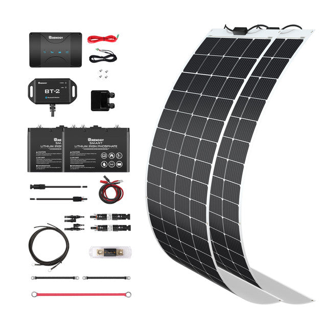 Buy Renogy 400W 12V Solar RV Kit (Customizable) (2*200 12V Rigid Solar Panel, 2*12V 100Ah Self-Heating LiFePO4 Battery W/ BT2 Module And 2000W 12V Pure Sine Wave Inverter)