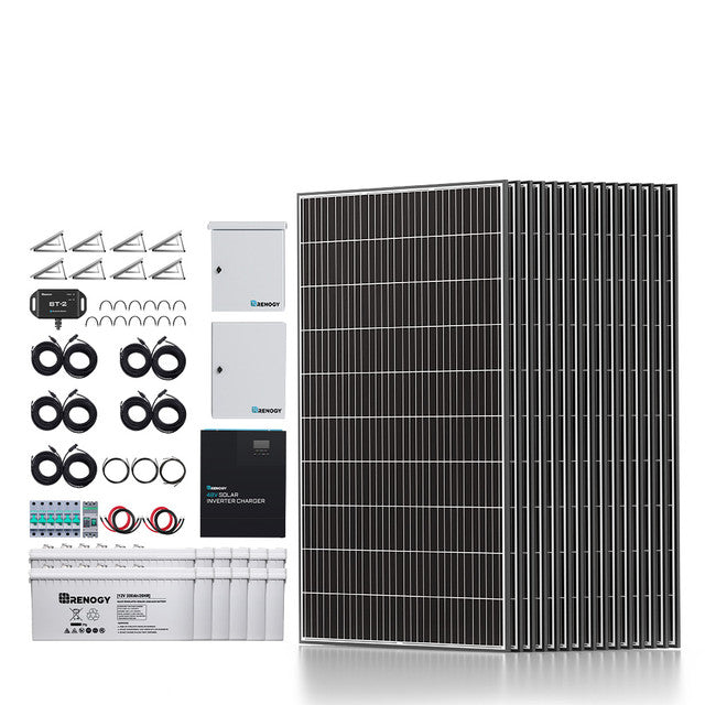 Buy Renogy 1200W/2500W/4800W Tiny House Home Cabin Kit (Customizable) (2500W (8*320W Solar Panel), 12V 200Ah Deep Cycle AGM Battery And Ground Mount Brackets)