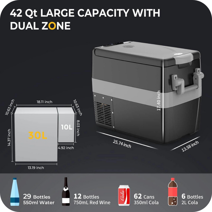 Shop BougeRV 12V 42 Quart (40L) Portable Fridge & 42 Quart Insulated Protective Cover | A3001-00701 Online