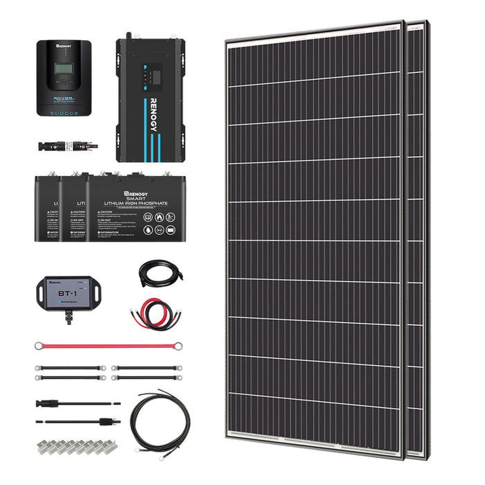 Buy Renogy 600W 12V General Off-Grid Solar Kit W/ 3*200W Rigid Panels (Customizable) (Rover 60A MPPT W/ LCD & BT2 Module And 3*12V 100Ah Self-Heating LiFePO4 Battery W/ BT2 Module)