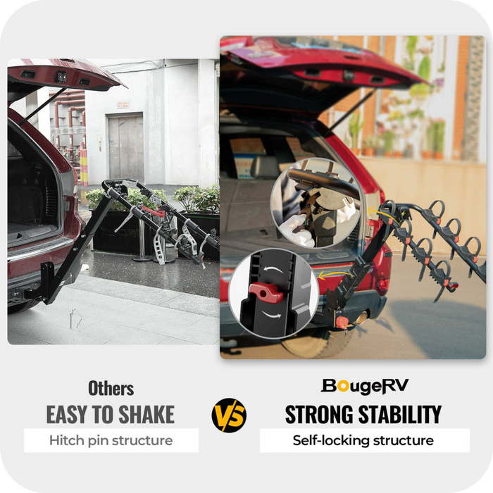 BougeRV Lockable Foldable Bike Rack Hitch for Car/SUV/Truck | IRK010 Highlights