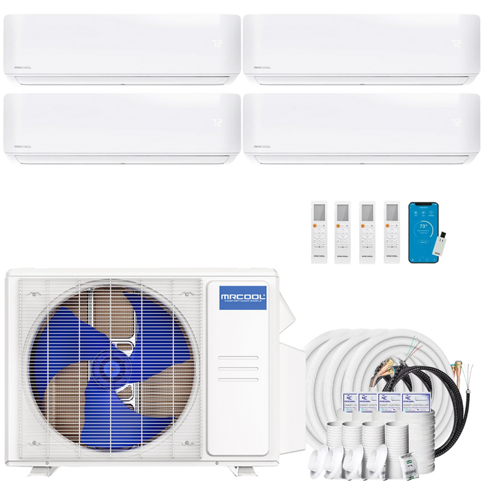 Buy MRCOOL DIY 4th Gen 4-Zone Mini Split Bundle: 36K BTU Ductless Air Conditioner & Heat Pump with 36K (9K + 9K + 9K + 9K) Wall Air Handlers, 150 ft. Total Lineset (25 + 25 + 50 + 50), and Install Kit | DIYM436HPW00C99