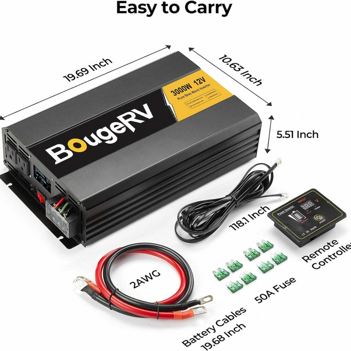 Purchase BougeRV 3000W 12V Pure Sine Wave Inverter | ISE175